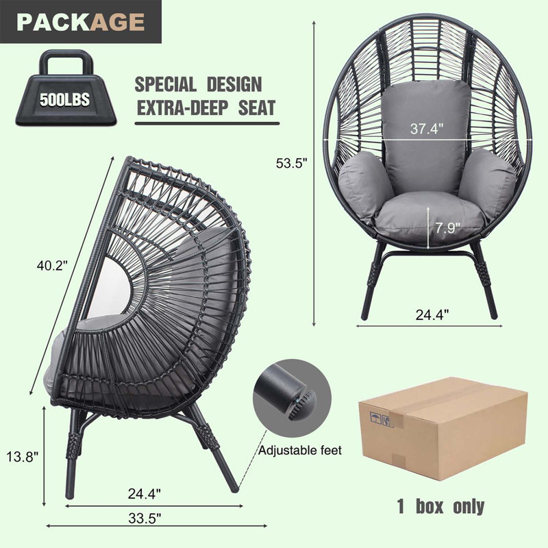 Chaise d'appoint 37,4 po Corderro, Gris, Noir