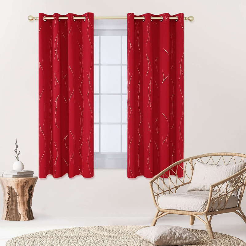 Kellea Room Darkening Curtain Pair, 52" W x 63" L, Red