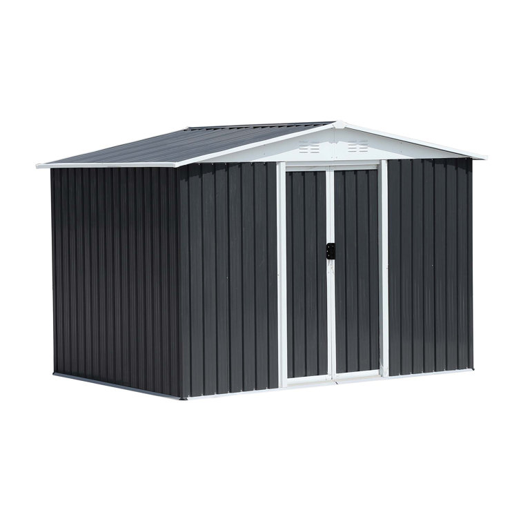 Outdoor Storage Shed 6Ftx4Ft, Grey, Durable Apex Roof