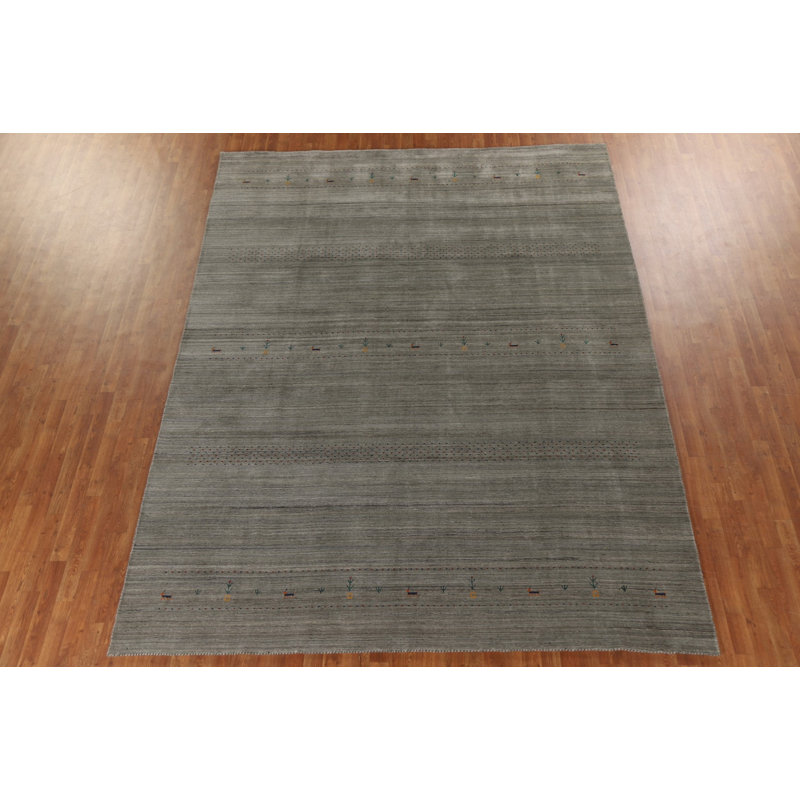 Tapis oriental rayé Gabbeh 9 x 12