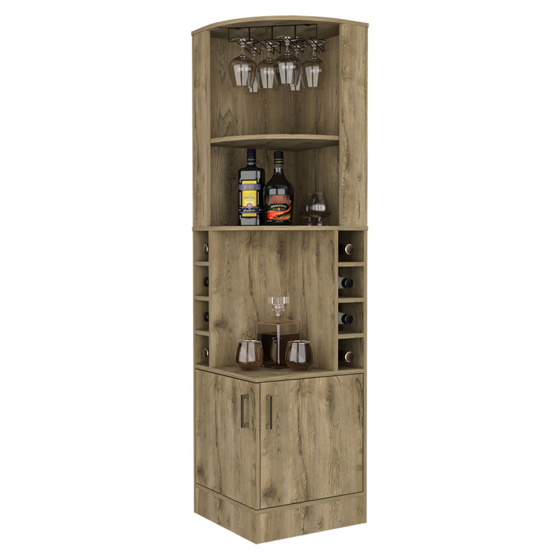 8 Liquor Cabinet In With Showcase Feature 2-shelf Bar For Elegant Display, Beige
