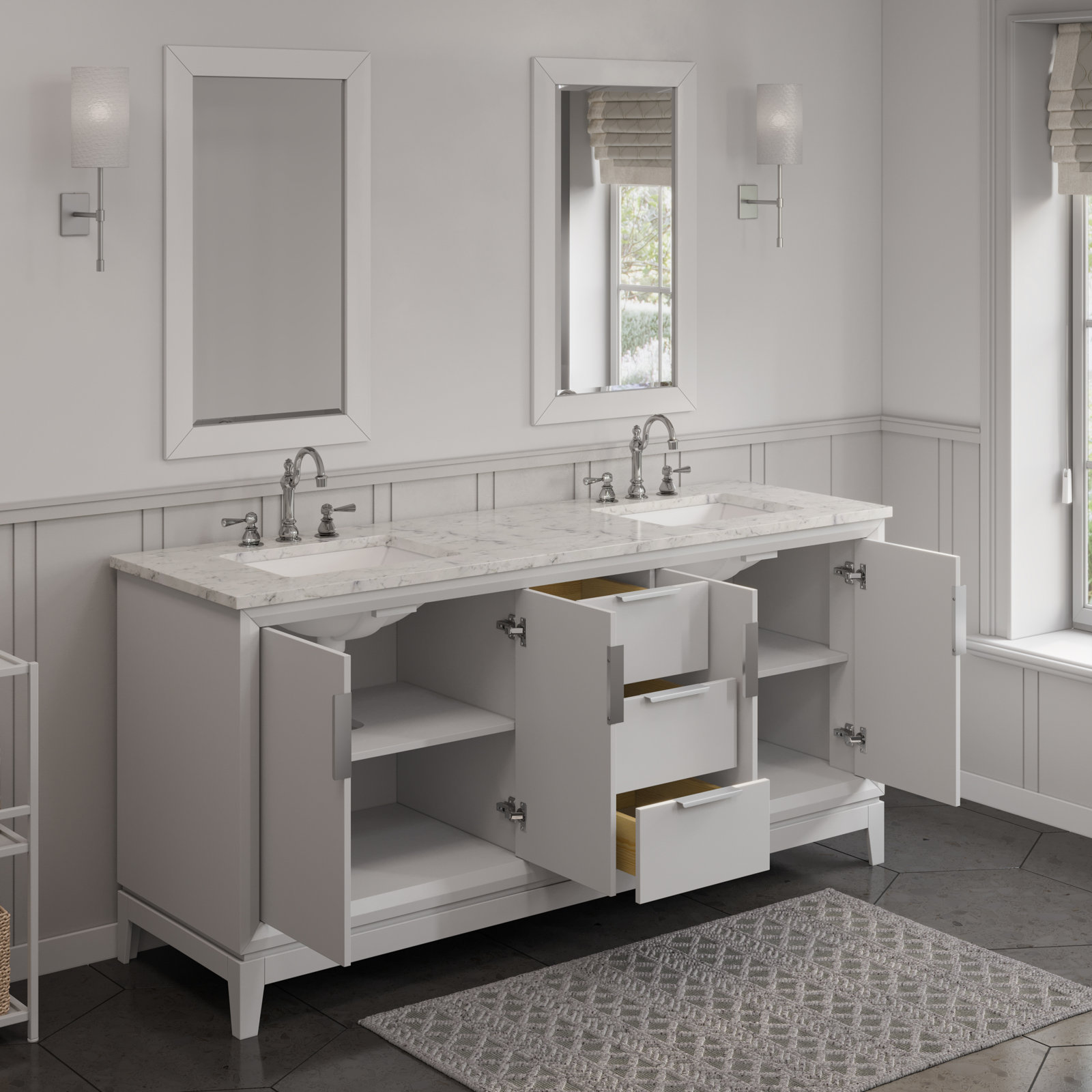 Belmar 72'' Double Bathroom Vanity, White