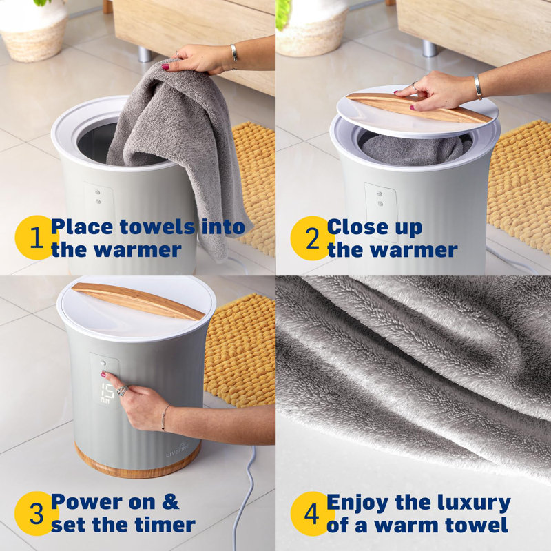Chauffe-serviettes Live Fine | Chaufferette de style baquet de luxe avec affichage à DEL, minuterie réglable, arrêt automatique | Convient aux serviettes de bain surdimensionnées de 40 po x 70 po