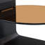 Table basse ronde moderne simple à double couche - Plateau en verre brun transparent avec pieds en panneau de fibres à densité moyenne noirs en forme de L. La conception détachable peut rendre l'utilisation de l'espace plus flexible. W1151P209571