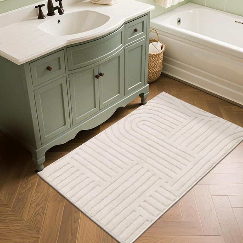 Soft Cozy Fluffy Arch Pattern High-Low Pile Area Rugs, Beige, Rectangle 2' x 3'