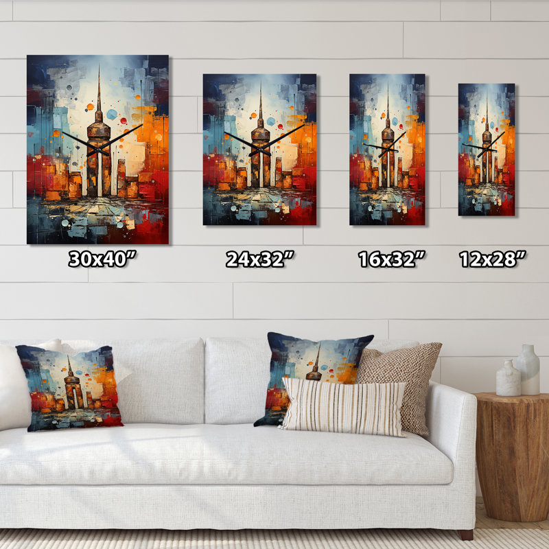 Germany Berlin Wall Remnants - Germany Wall Clock, 40" H x 30" W x 1" D