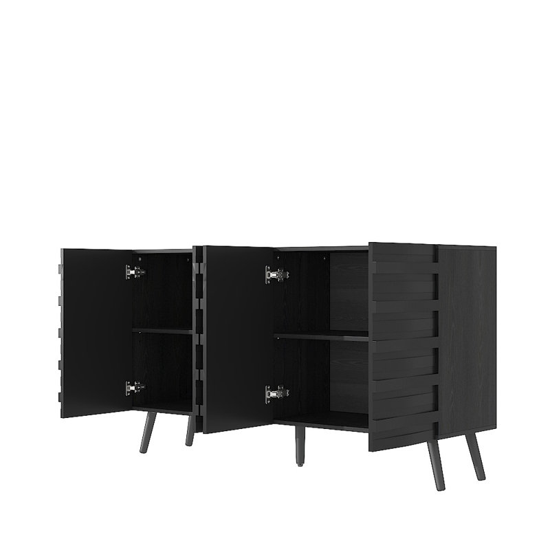 Buffet élégant 4 portes l 55 po, Noir, noir, noir, noir