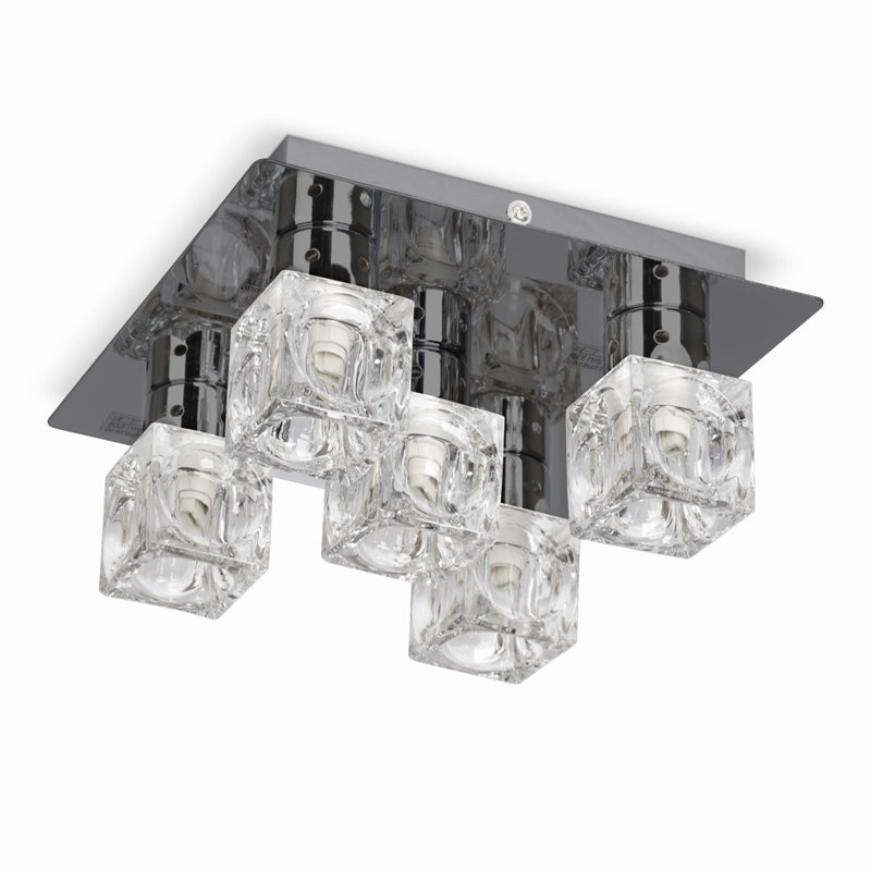 Eshleman Glass Flush Mount, Black Chrome