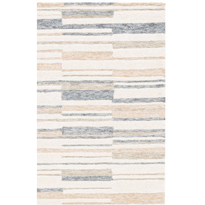 Kovacev Hand Tufted Wool/Cotton Abstract Rug in Beige/Ivory