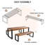 Ensembles de salle à manger de patio peu encombrants, acier acacia, extérieur moderne