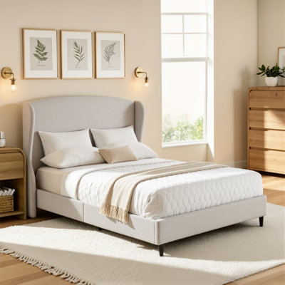 Mikala Wingback Platform Bed Frame