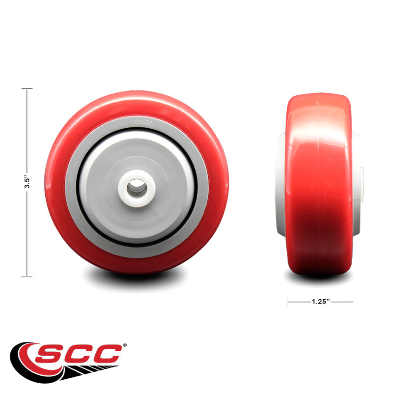 Polyuréthane sur roulettes en polyoléfine, Rouge