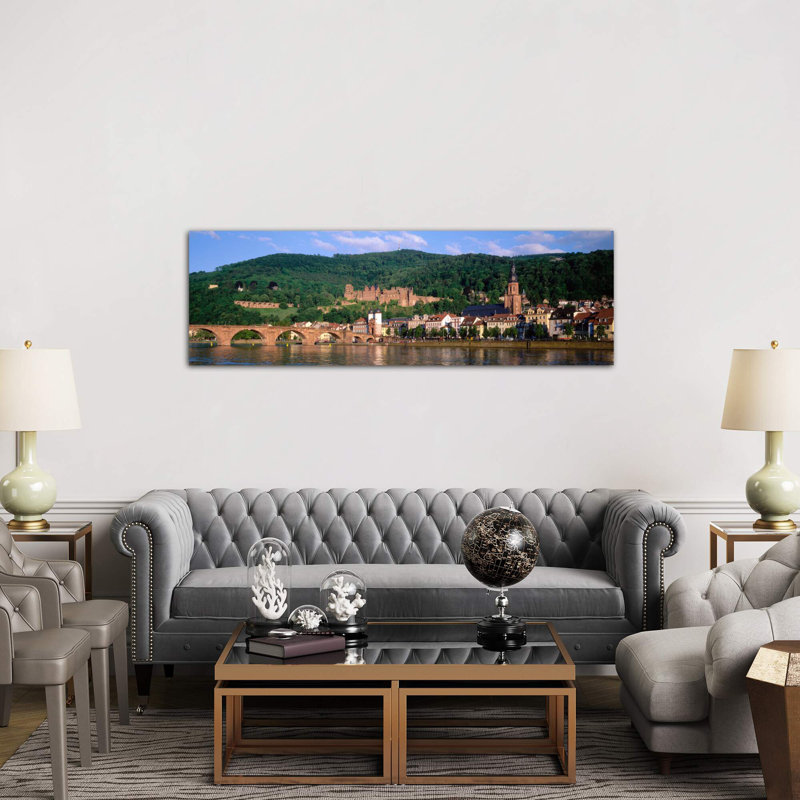 Heidelberg Castle With Altstadt (Old Town) In The Foreground, Baden-Wurttemberg, Germany - No Frame Panoramic Print on Canvas