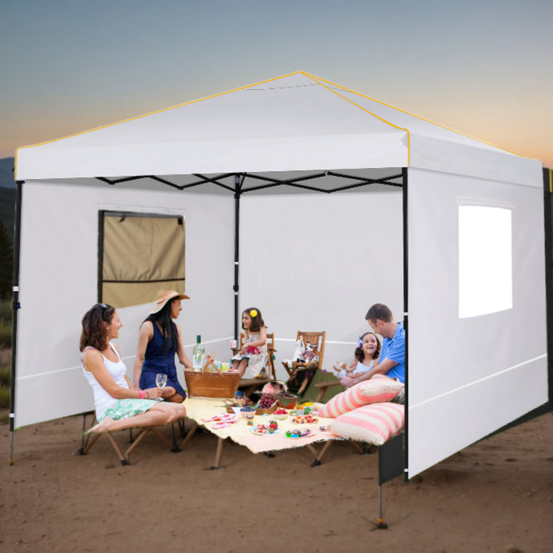 Auvent 10 x 10 avec fenêtres latérales et fenêtres ventilées avec moustiquaire, Gris clair