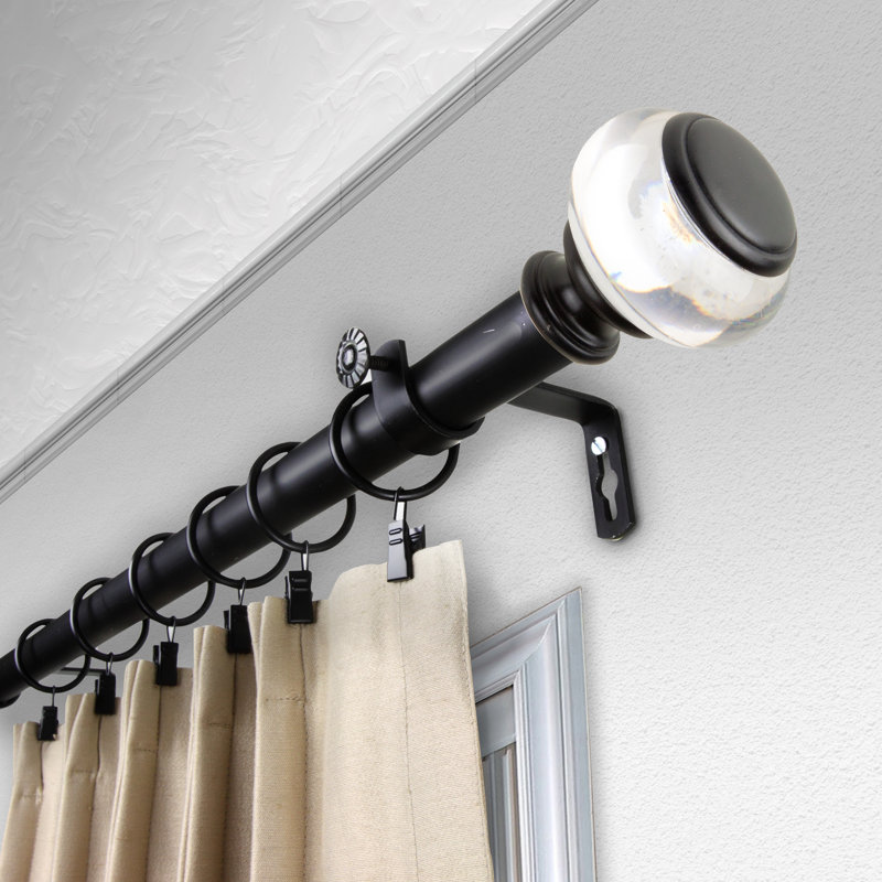 Tringle à rideaux simple réglable 1 po Lorna, H 2,5 po x l 170 po x P 3,63 po, Noir
