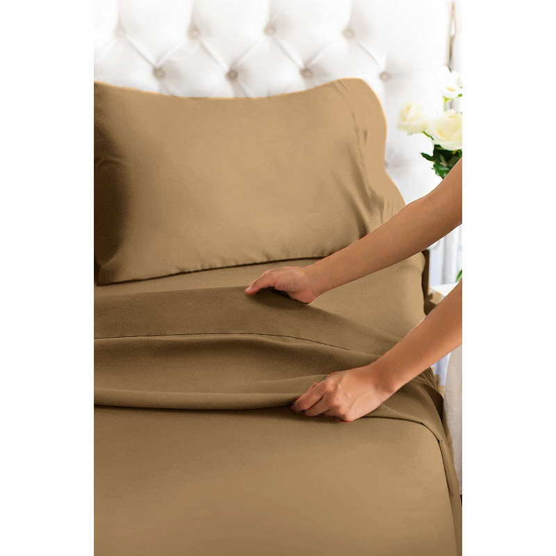  Ensemble de draps en rayonne de bambou 4 pièces Premium Luxury, Ensemble de draps pour lit simple avec deux taies 