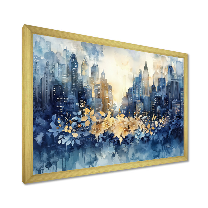 Odessie - Cityscapes Wall Art, H 16 po x l 32 po, Cadre de photo unique, Doré