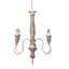Lustre 4 lumières en bois, luminaire suspendu avec chaîne réglable, ampoule non incluse