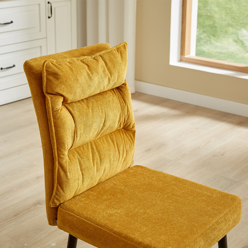 49cm H Upholstered Metal Upholstered Back Accent, Mustard