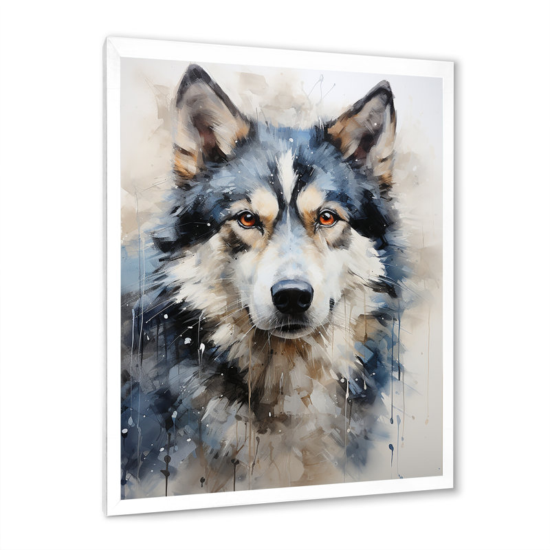 Siberian Dog Serenity I sur impression sur toile, Cadre simple blanc, H 40 po x l 30 po x P 1,5 po