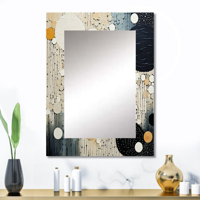 Monogramme Medley III - miroir mural abstrait, miroir décoratif noir, impression d'art en métal
