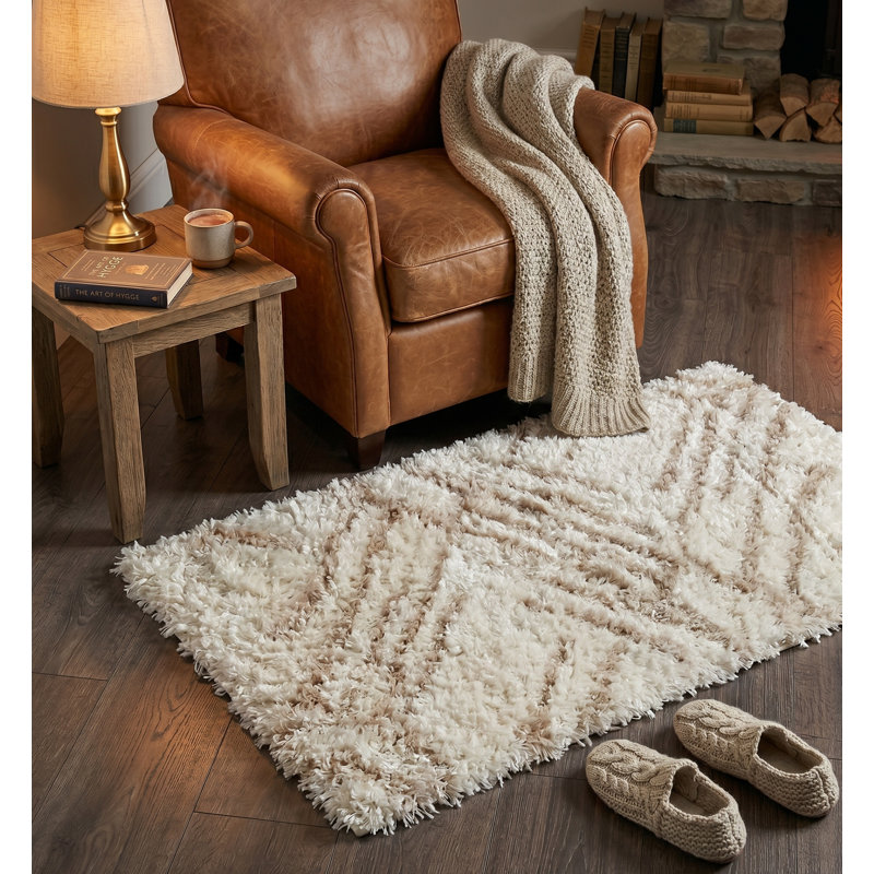Tapis géométrique tissé à la machine Ruhland, Rectangle 2 pi 7 po x 4 pi 11 po