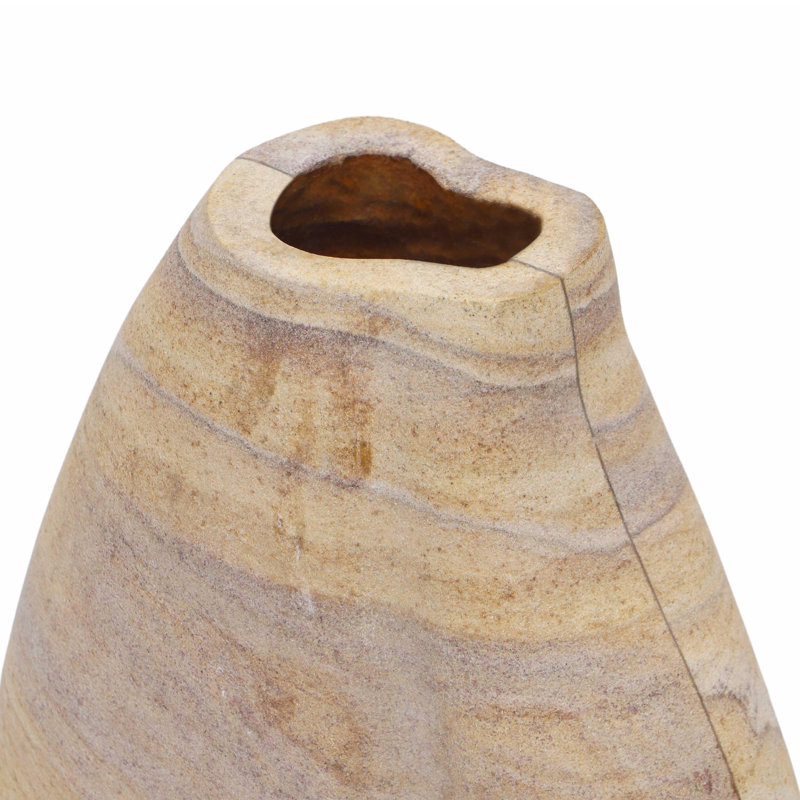 Saava Sandstone Ceramic Curved Vase for Floral Arrangements