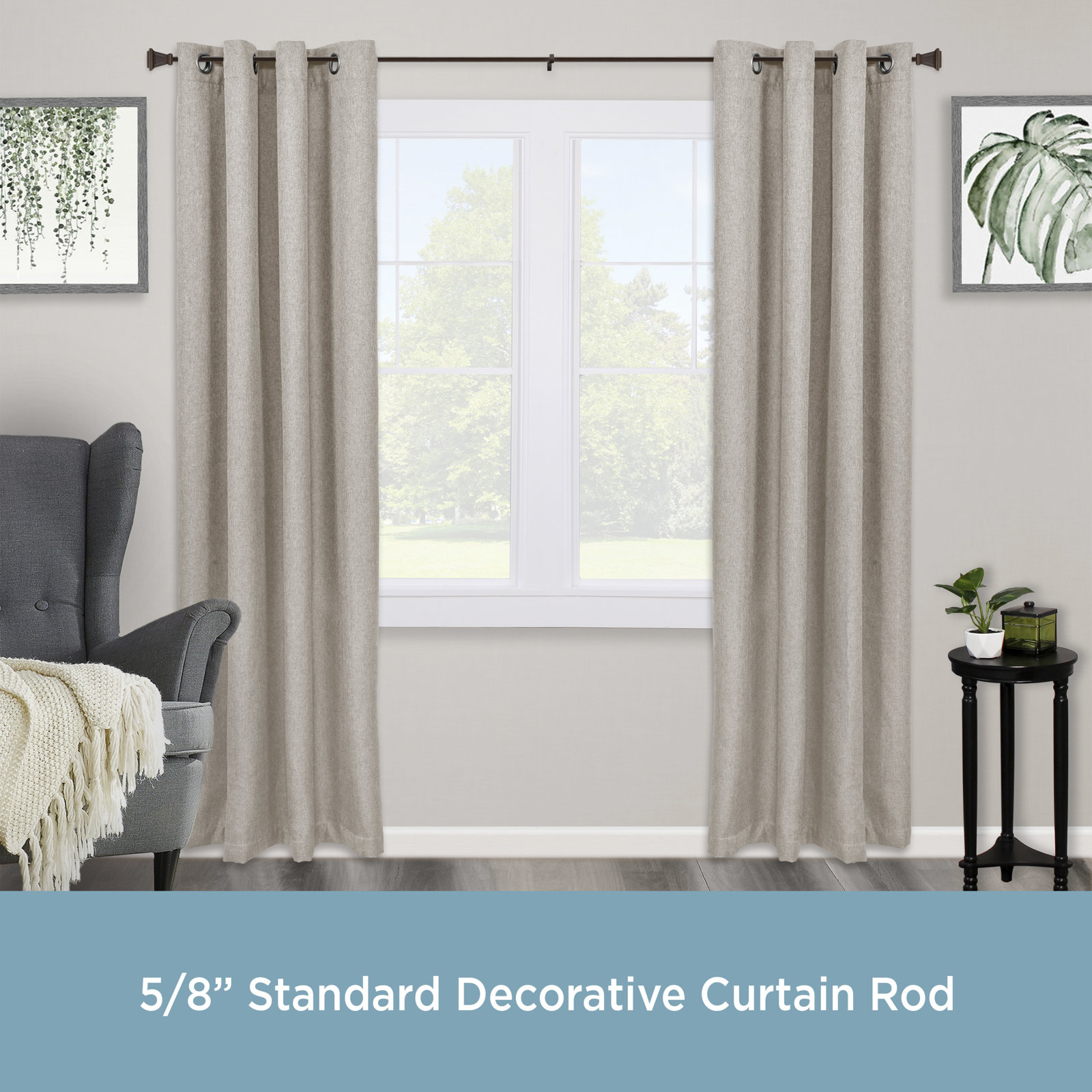 Richmond Single Curtain Rod, 48" - 86", Oil Rubbed Bronze