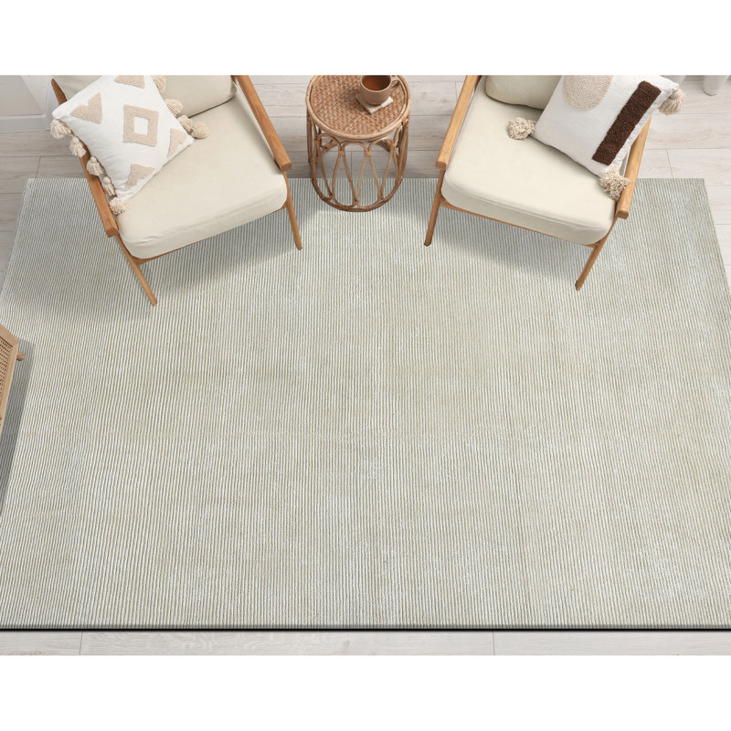 Tapis noué à la main ivoire / gris, Rectangulaire 3 pi x 5 pi, Ivoire / Gris