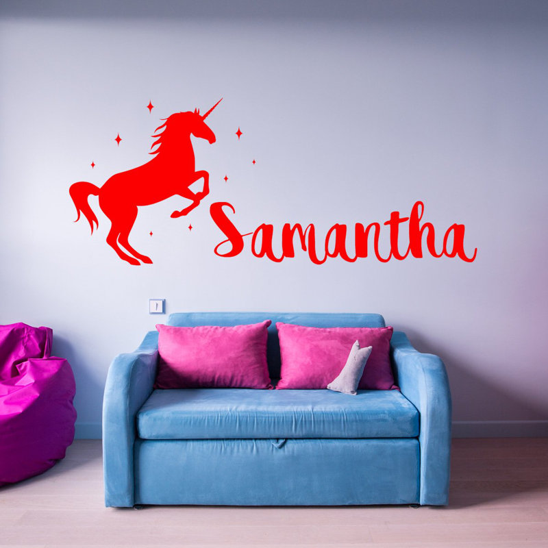 Décalcomanie murale pour chambre de bébé custom name, H 11 po x l 22 po, Rouge