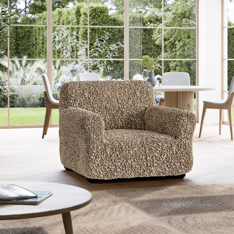 Housse extensible pour fauteuil - écologique et douce - Collection Fuco Cotton, Brun clair
