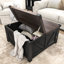 Table basse de style campagnard avec station de charge et ports USB, table centrale relevable avec grand espace caché-1182260107