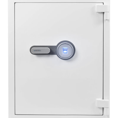 4.48 Cubic Ft Biometric Safe, White - Up To 1200F For 0.5 Hr, Ample Storage Docs, Jewelry, Cash, Advanced Security With Technology, Robust Steel Build Color Resists Fire At Provides Important