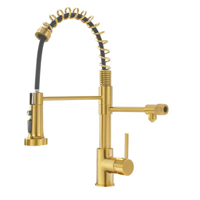 Robinet d'évier de cuisine, filtre rétractable, or noir et nickel purificateur