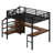 Metal Loft Bed With L-Shaped Desk And USB, Wardrobe And  Shelf, High Loft Bed With LED For Kids Teens Adults-752909193