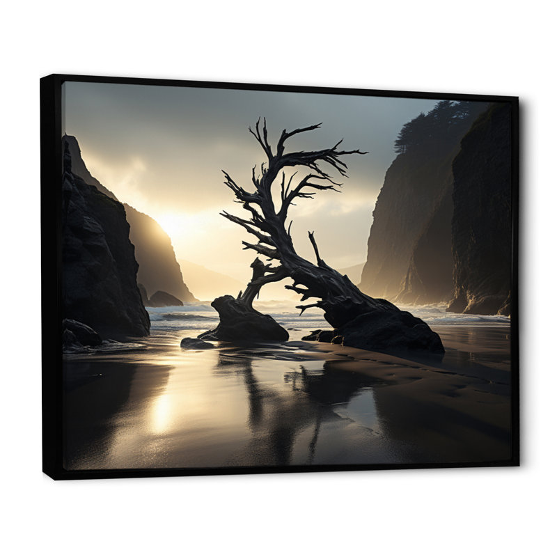 Photo de plage Alghang Beach III sur une impression sur toile, H 16 po x l 32 po x P 1 po, Cadre flottant noir