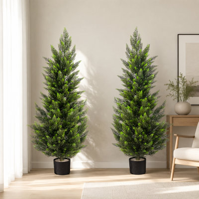 Ensemble de 2 plantes artificielles réalistes avec feuillage authentique, résistantes aux UV, pour l'intérieur et l'extérieur (salon, bureau, terrasse), 120 cm (47,28 pouces).