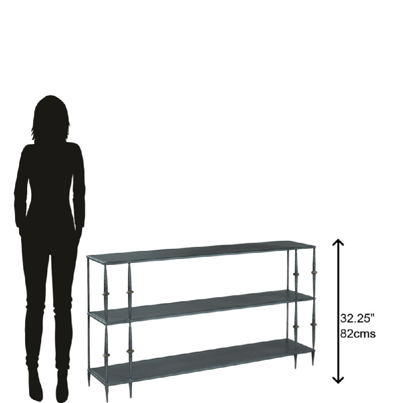 Transitional Gray 55" Mirrored Metal & Wood Console Table with Storage