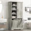 Armoire de rangement pour salle de bain avec portes et tiroirs, panier à linge inclinable, plusieurs espaces de rangement, style autoportant, tablette ouverte, tablette réglable-373793315