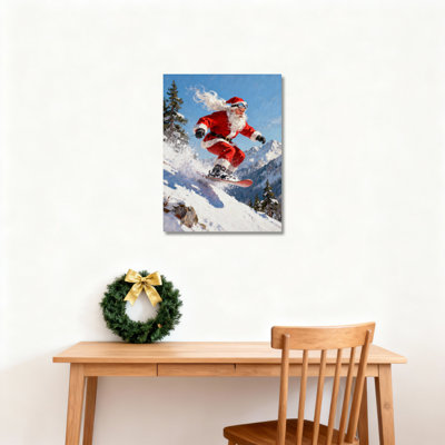Santa, planche à neige d'hiver, art mural