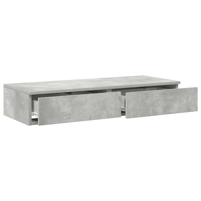 Bedside Tables Engineered Wood 100 X 36.5 X 16.5 Cm, Concrete Grey