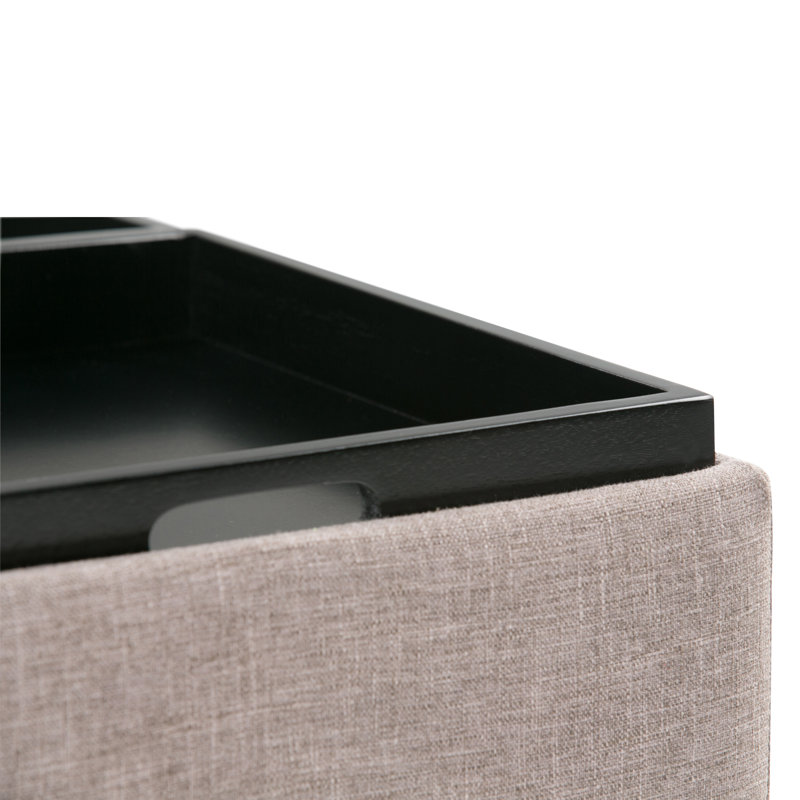 Fawn Brown Tufted Cocktail Ottoman with Serving Tray