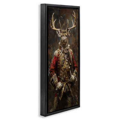 Regal Deer Portrait Framed Floater Canvas Wall Art by Sean Parnell