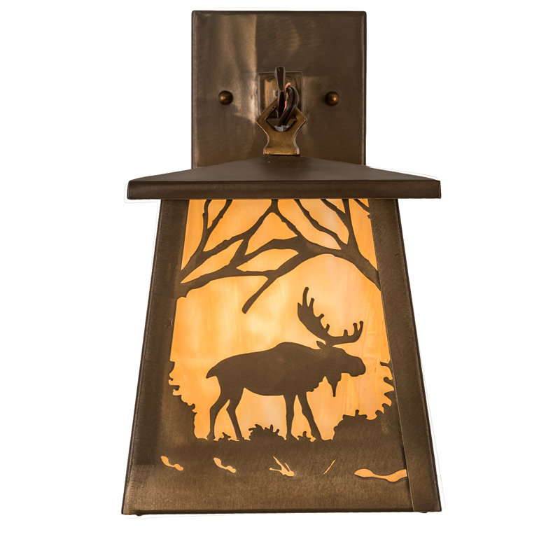 1 - Light Armed Sconce, Antique Copper, Beige