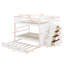 Lit superposé double avec lit gigogne et escalier, lit superposé multifonctionnel en bois massif avec 4 tiroirs de rangement et garde-corps de sécurité-683134517
