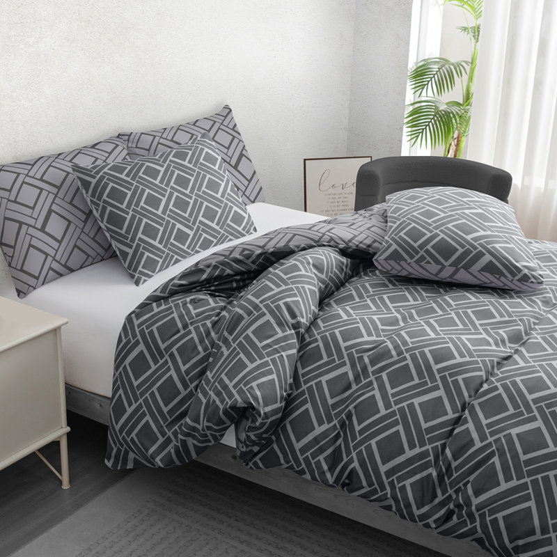 Premium Reversible Duvet Cover Set with Zipper Closure and Corner Ties, Super King Duvet Cover + 2 Standard Pillowcases