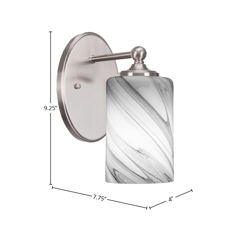 Nevide Wall Sconce Shown With 4" Onyx Swirl Glass, Brushed Nickel