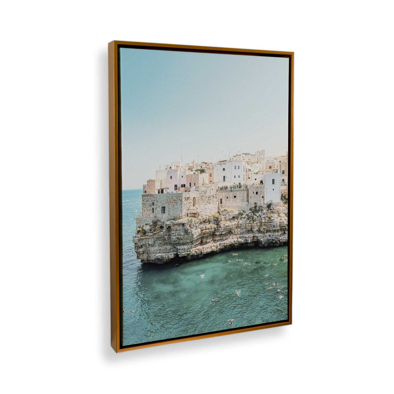 Impression sur toile Ocean's Edge I, H 30,75 po x l 20,75 po x P 1,75 po, Cadre flottant or poli