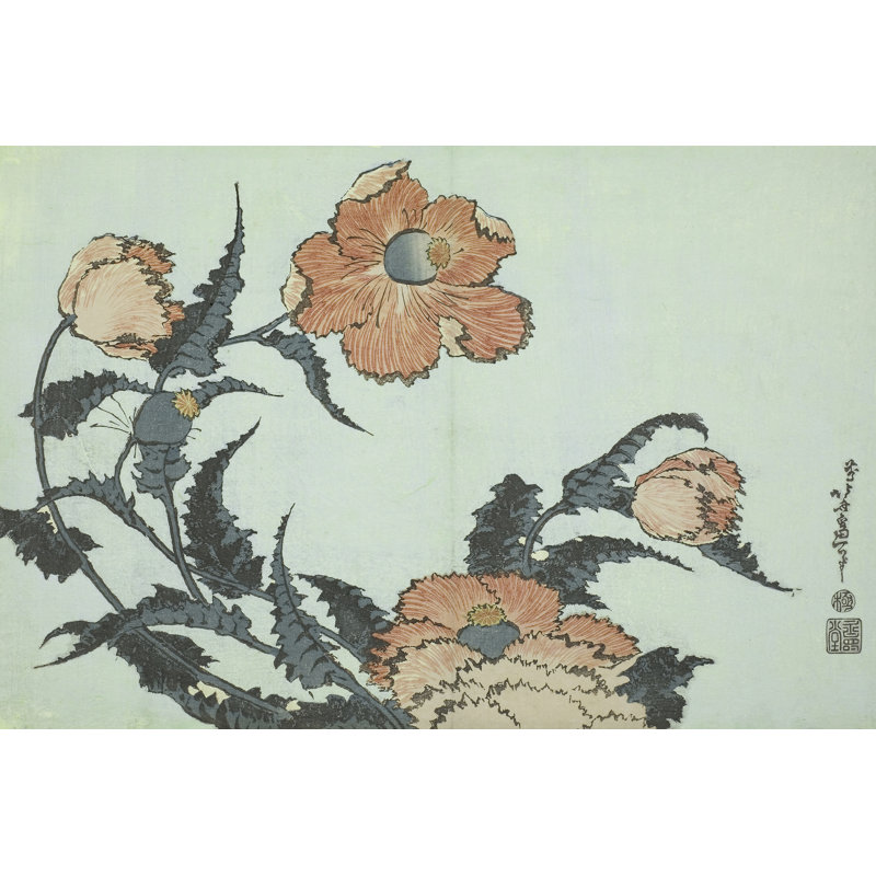 Katsushika Hokusai floral I, H 32 po x l 48 po