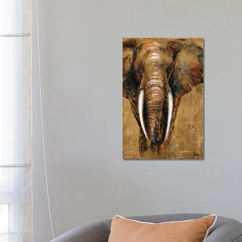Gold Elephant by Patricia Pinto - Print on Canvas, 101.6 cm H x 66.04 cm W x 1.91 cm D, No Framed